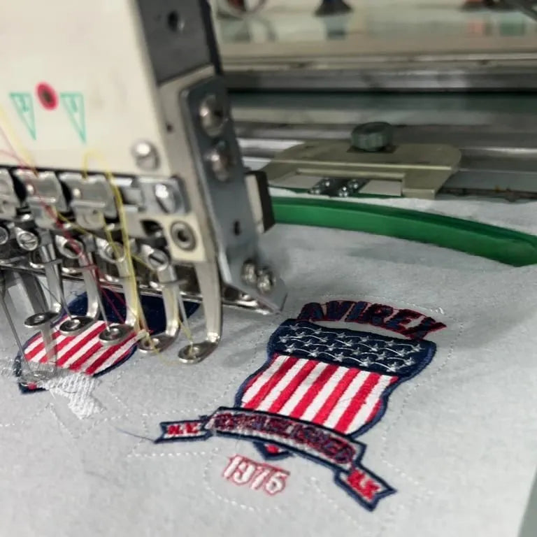 Avirex-Inspired-Custom-Embroidered-Logos-Production--at-SKS-Wholesales