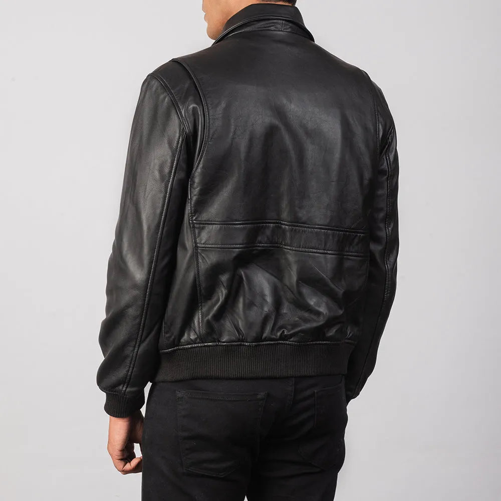 Black-Leather-Bomber-Jacket-Back-By-SKS-Wholesales