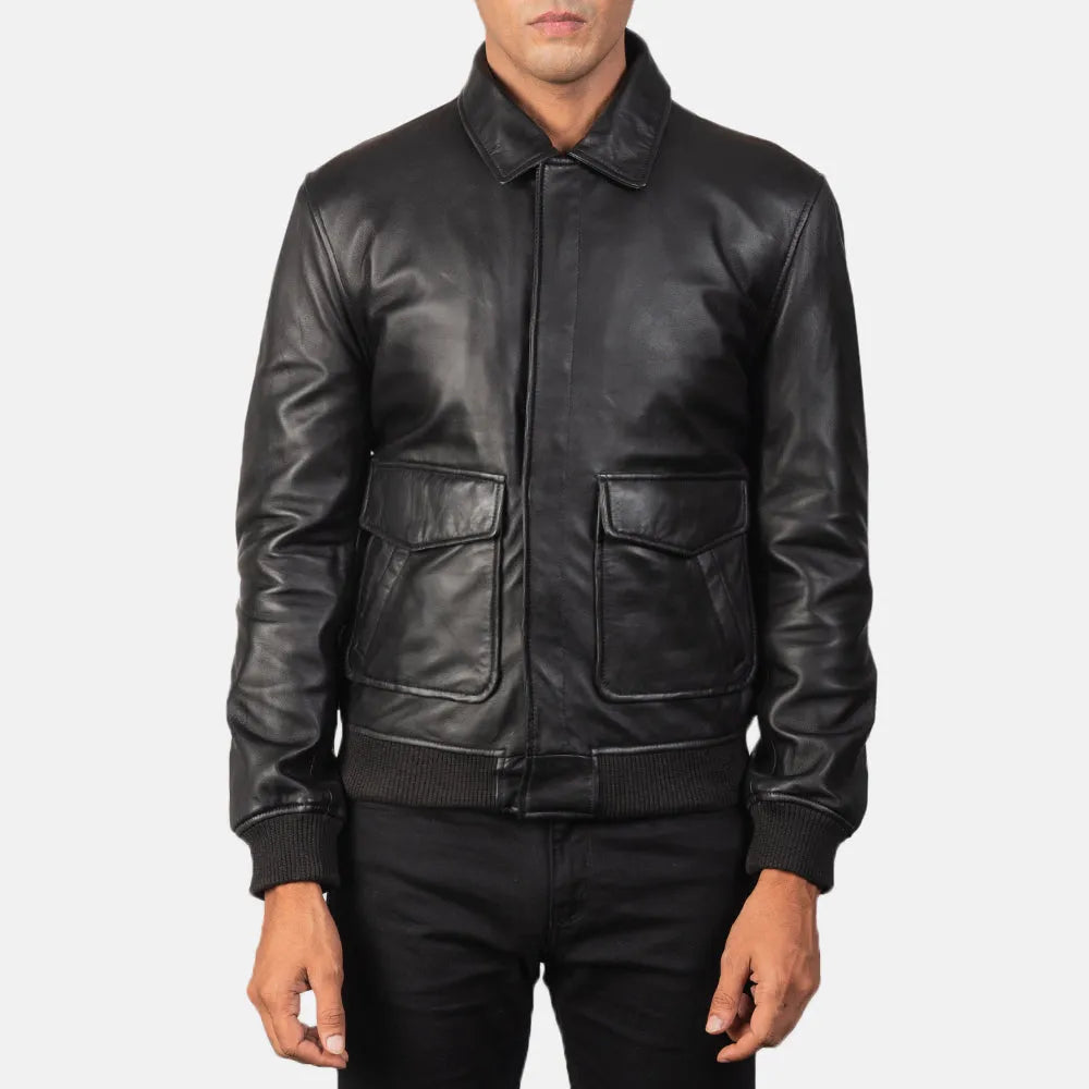Black-Leather-Bomber-Jacket-By-SKS-Wholesales
