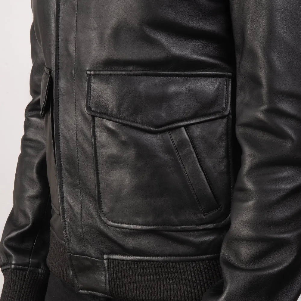 Black-Leather-Bomber-Jacket-Pocket-By-SKS-Wholesales