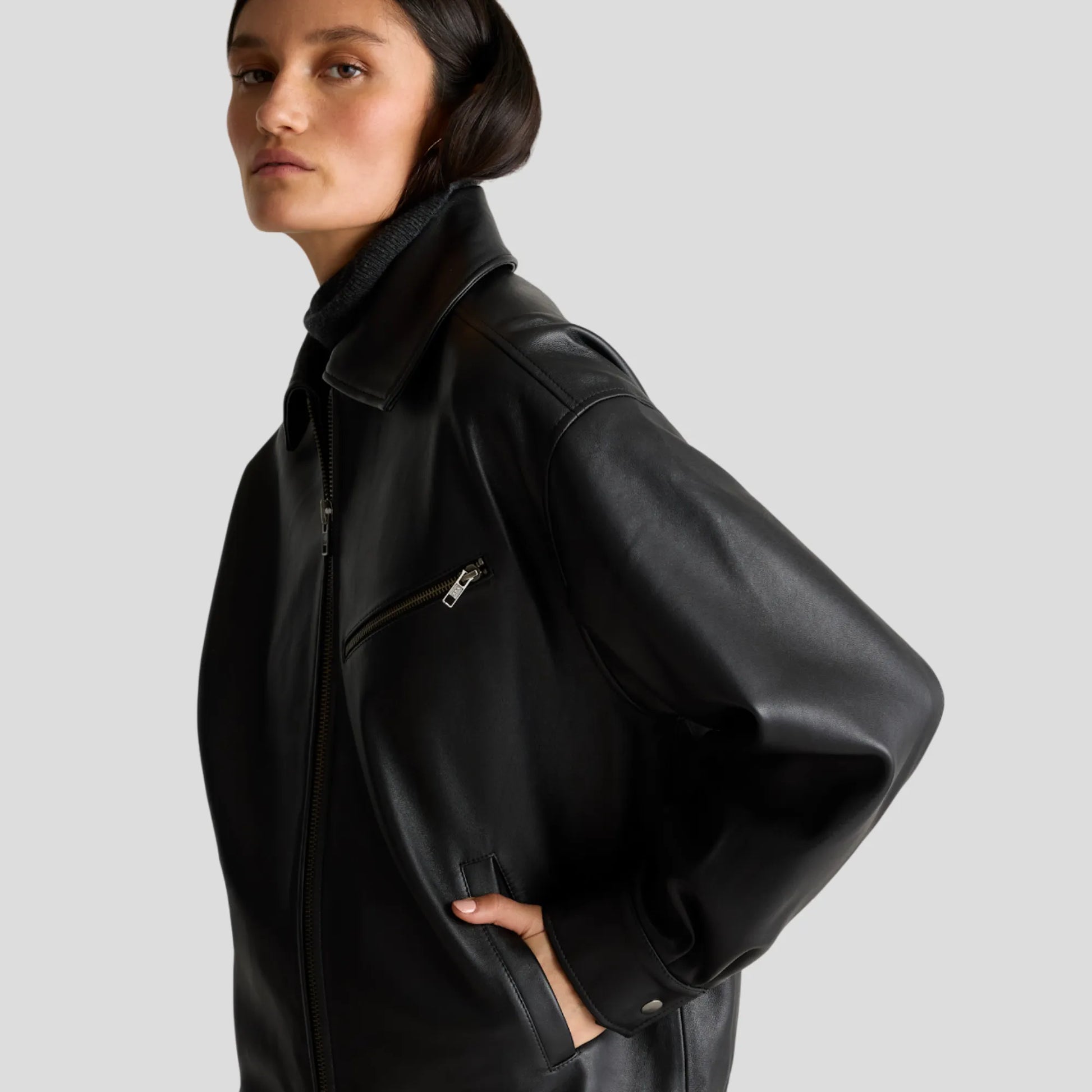Black-Leather-Oversized-Bomber-Jacket-By-SKS-Wholesales