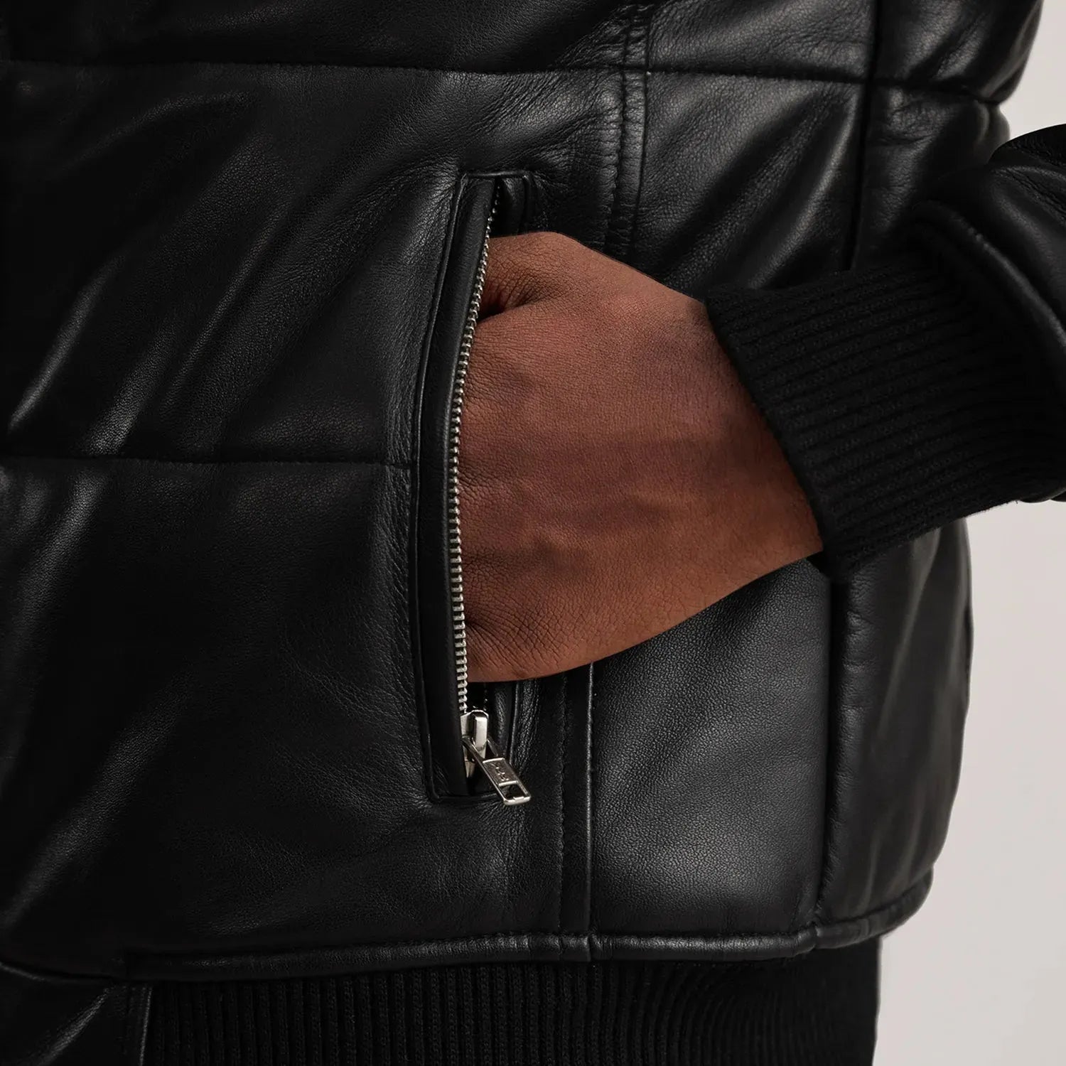 Black-Leather-Puffer-Bomber-Jacket-By-SKS-Wholesales