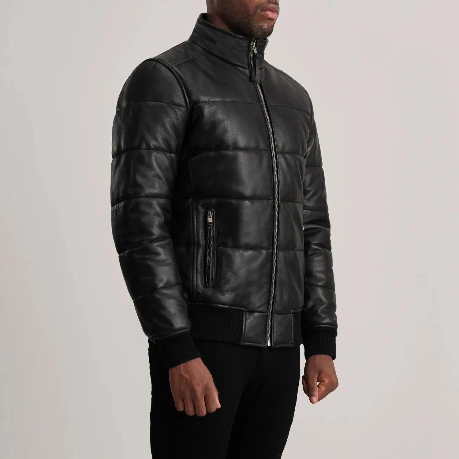 Black-Leather-Puffer-Bomber-Jacket-Left-By-SKS-Wholesales
