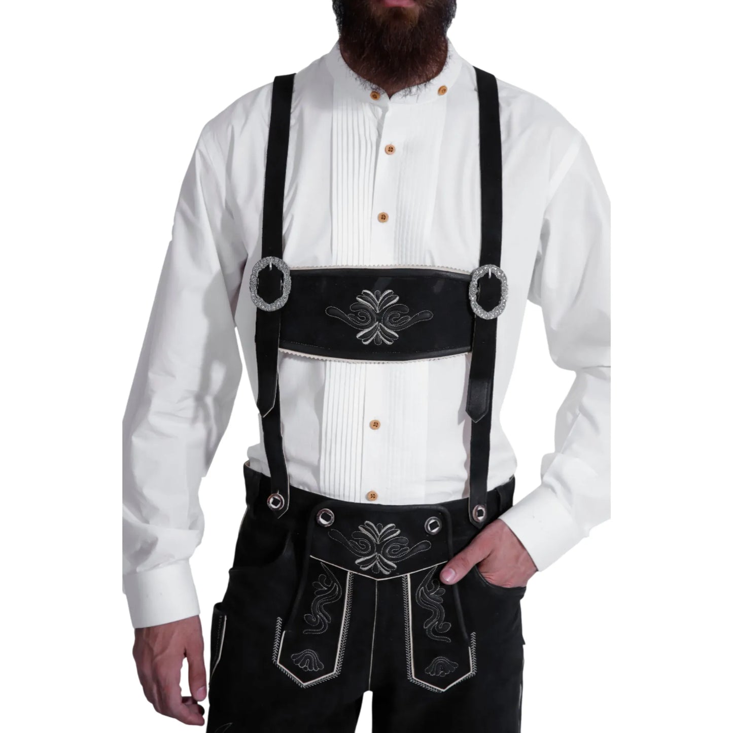 Black-Lederhosen-For-Men-Model-By-SKS-Wholesales