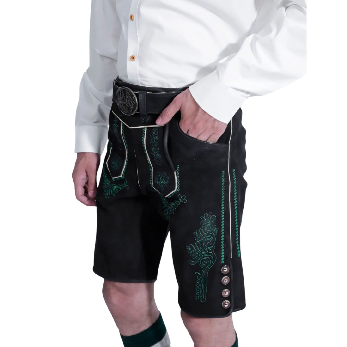Black lederhosen, right side view