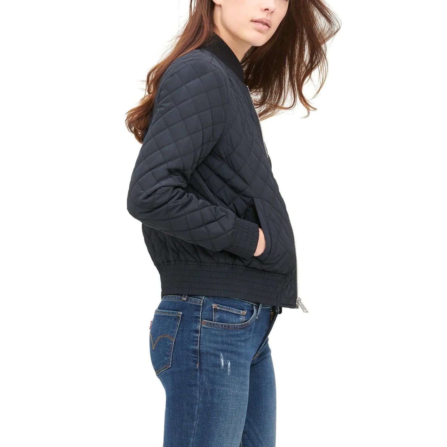 Black-Quilted-Bomber-Jacket-Womens-By-SKS-Wholesales