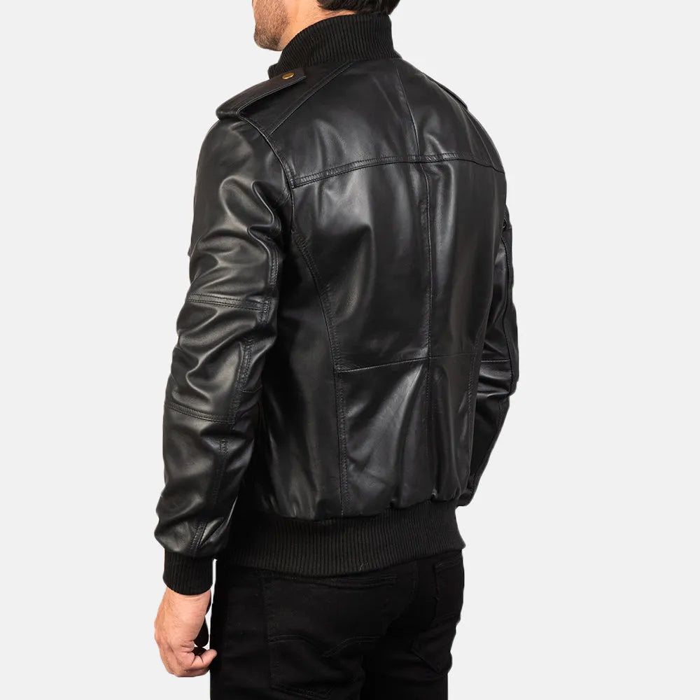 Black-Sheepskin-Leather-Bomber-Jacket-Back-By-SKS-Wholesales
