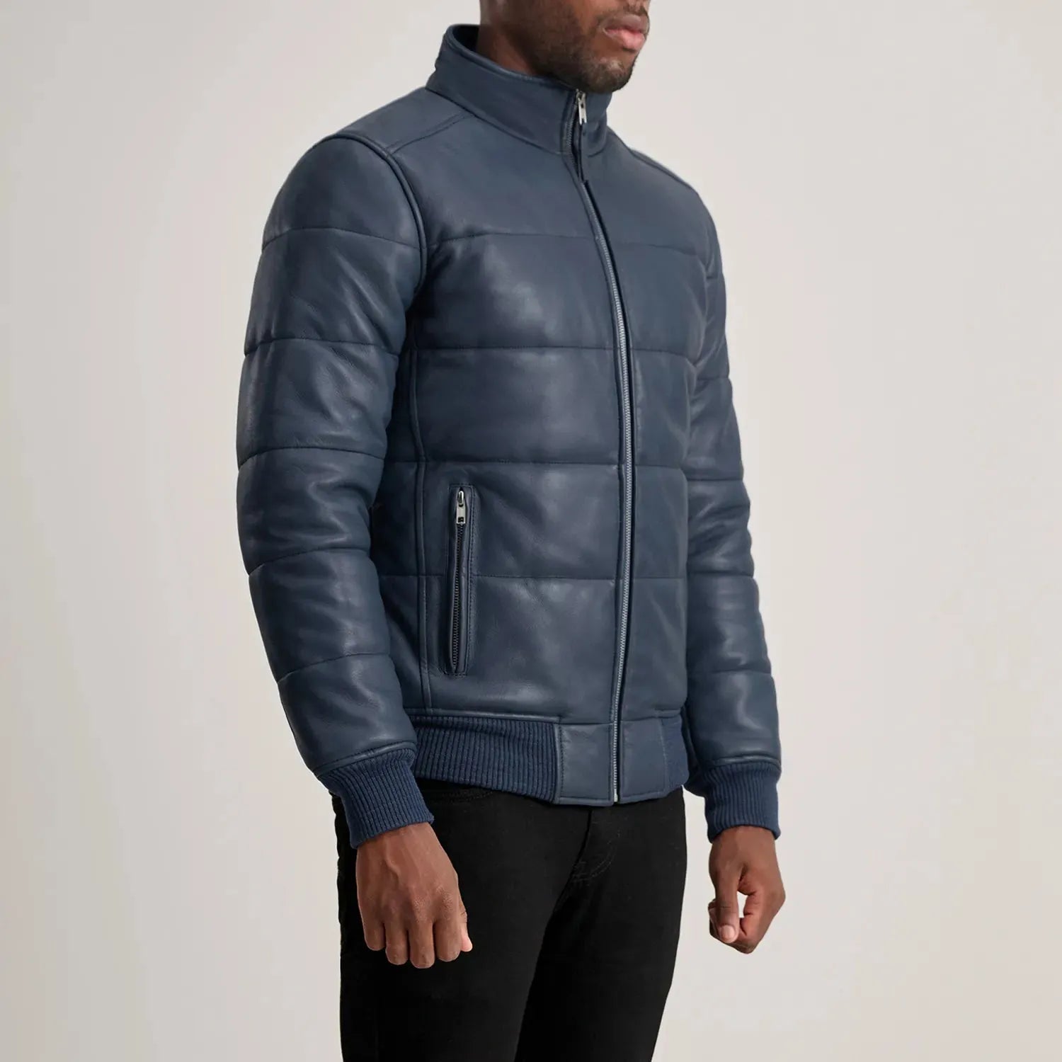 Blue-Leather-Puffer-Bomber-Jacket-By-SKS-Wholesales