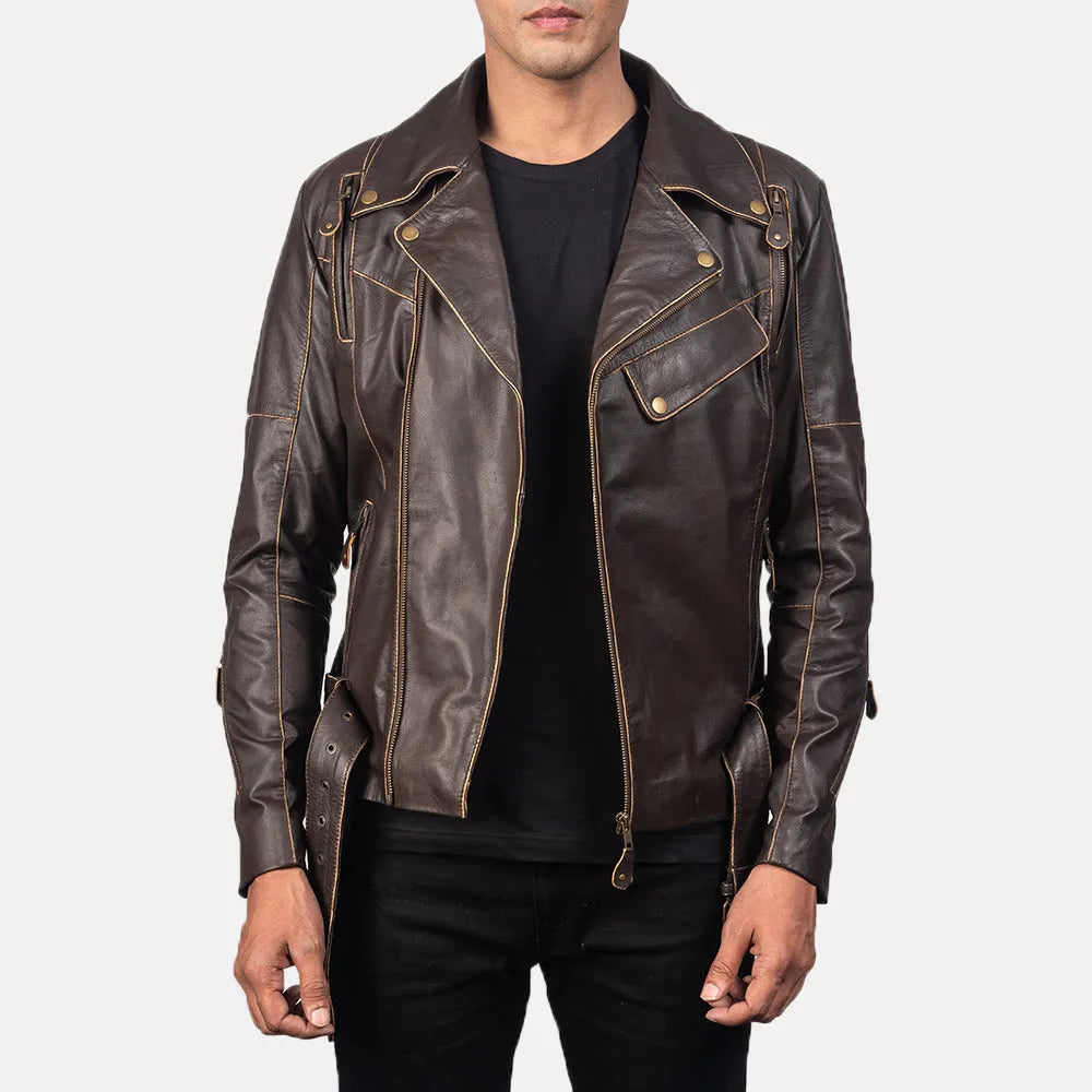 Brown-Leather-Biker-Jacket-Open-By-SKS-Wholesales