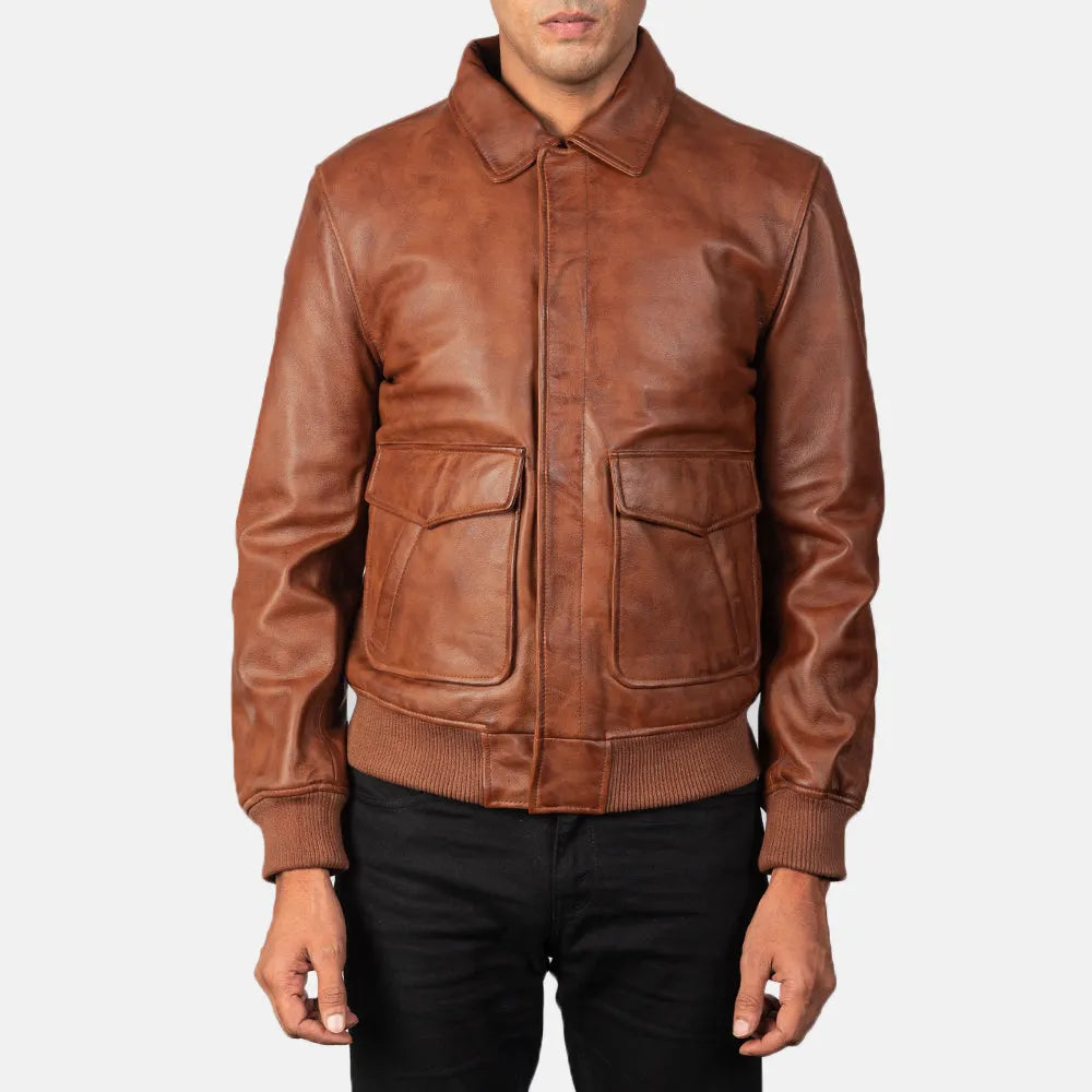 Brown-Leather-Bomber-Jacket-By-SKS-Wholesales
