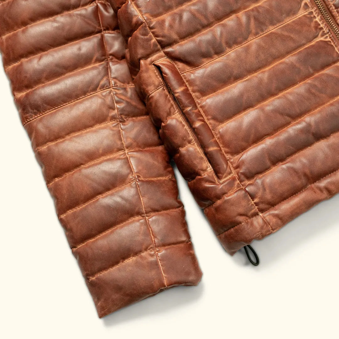 Brown-Leather-Puffer-Jacket-By-SKS-Wholesales