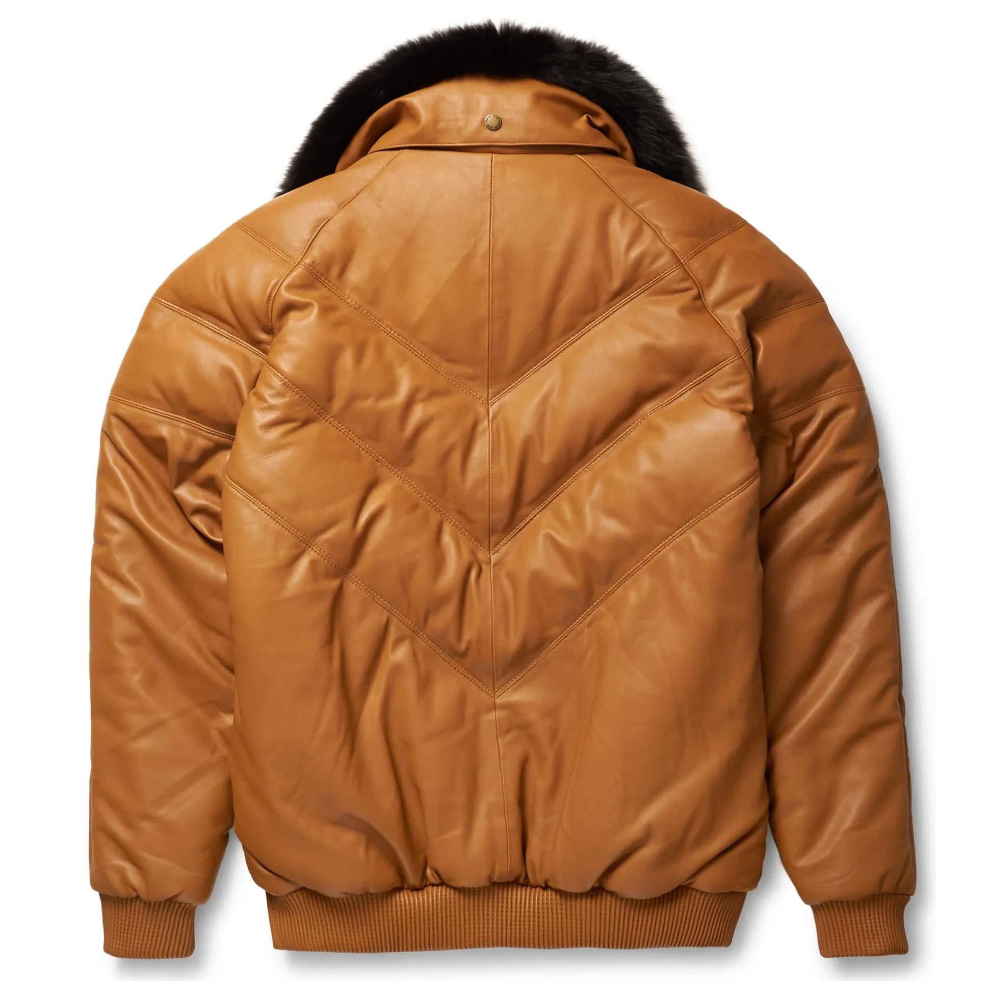 Brown-Leather-V-Bomber-Jacket-Back-By-SKS-Wholesales