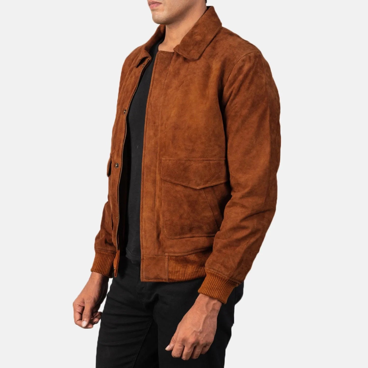 Brown-Suede-Leather-Bomber-Jacket-Left-By-SKS-Wholesales