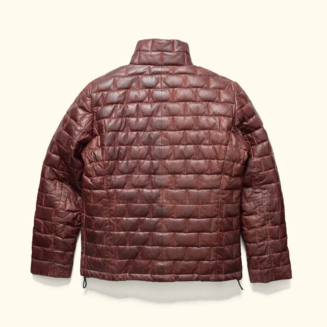 Burgundy-Leather-Puffer-Jacket-Back-By-SKS-Wholesales