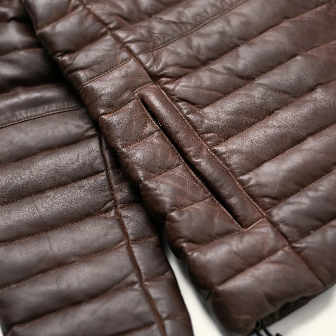 Dark-Brown-Leather-Puffer-Jacket-By-SKS-Wholesales