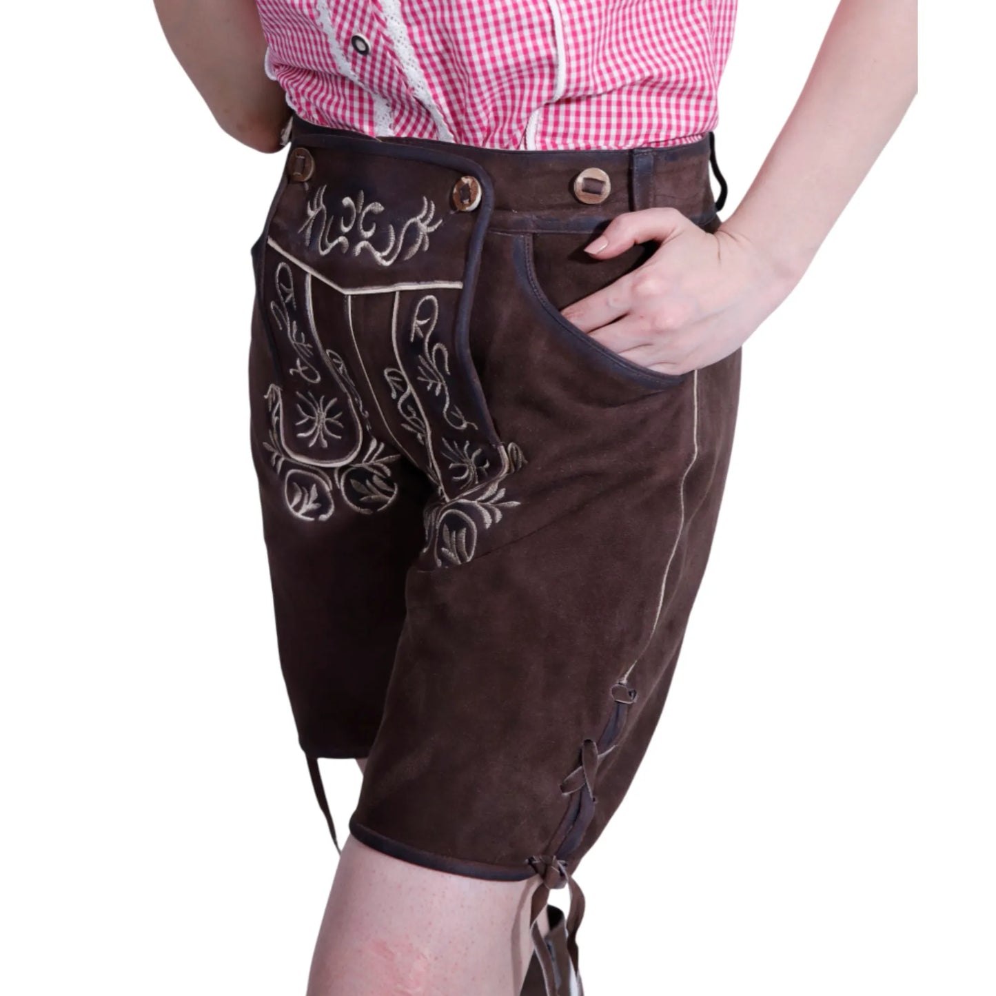 Dark brown women's lederhosen, full set