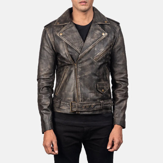 Distressed-Brown-Leather-Biker-Jacket-Front-By-SKS-Wholesales