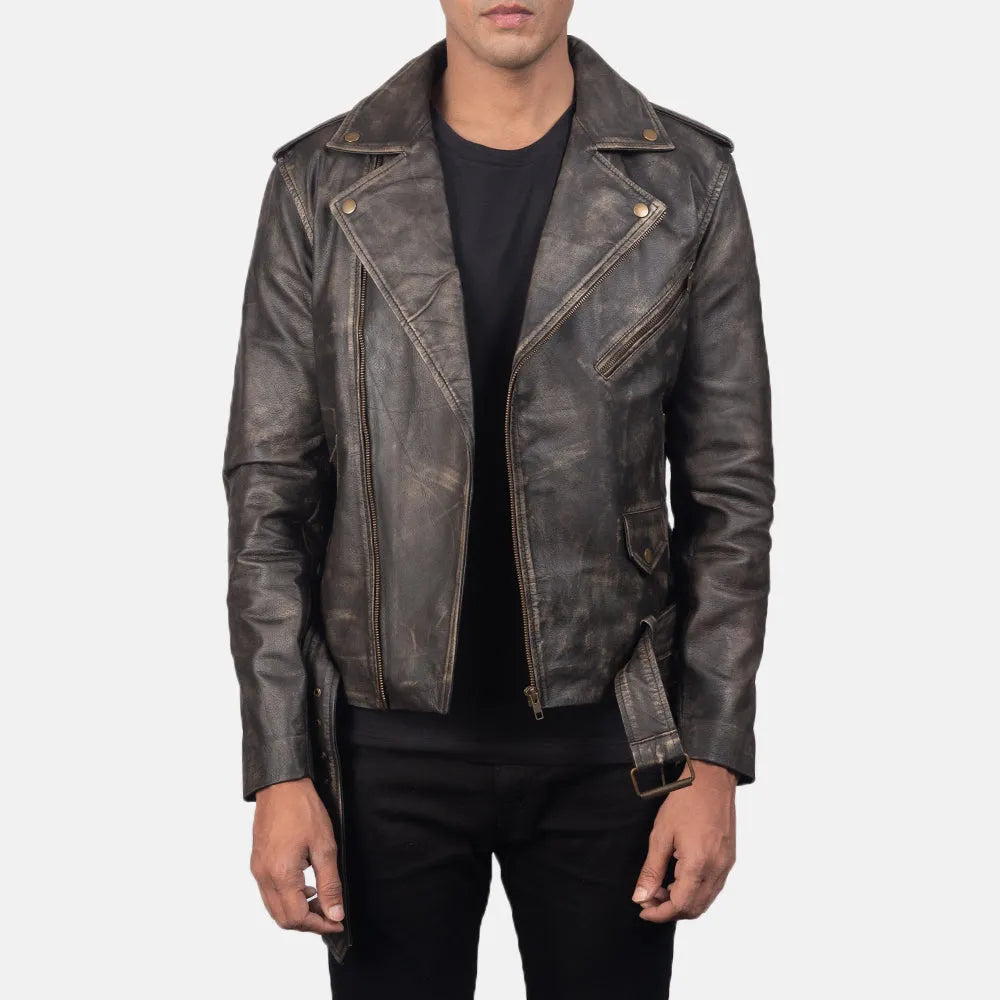 Distressed-Brown-Leather-Biker-Jacket-Open-By-SKS-Wholesales
