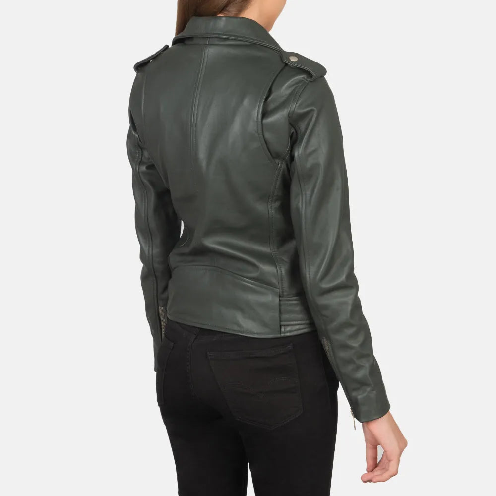 Green-Leather-Biker-Jacket-Back-By-SKS-Wholesales