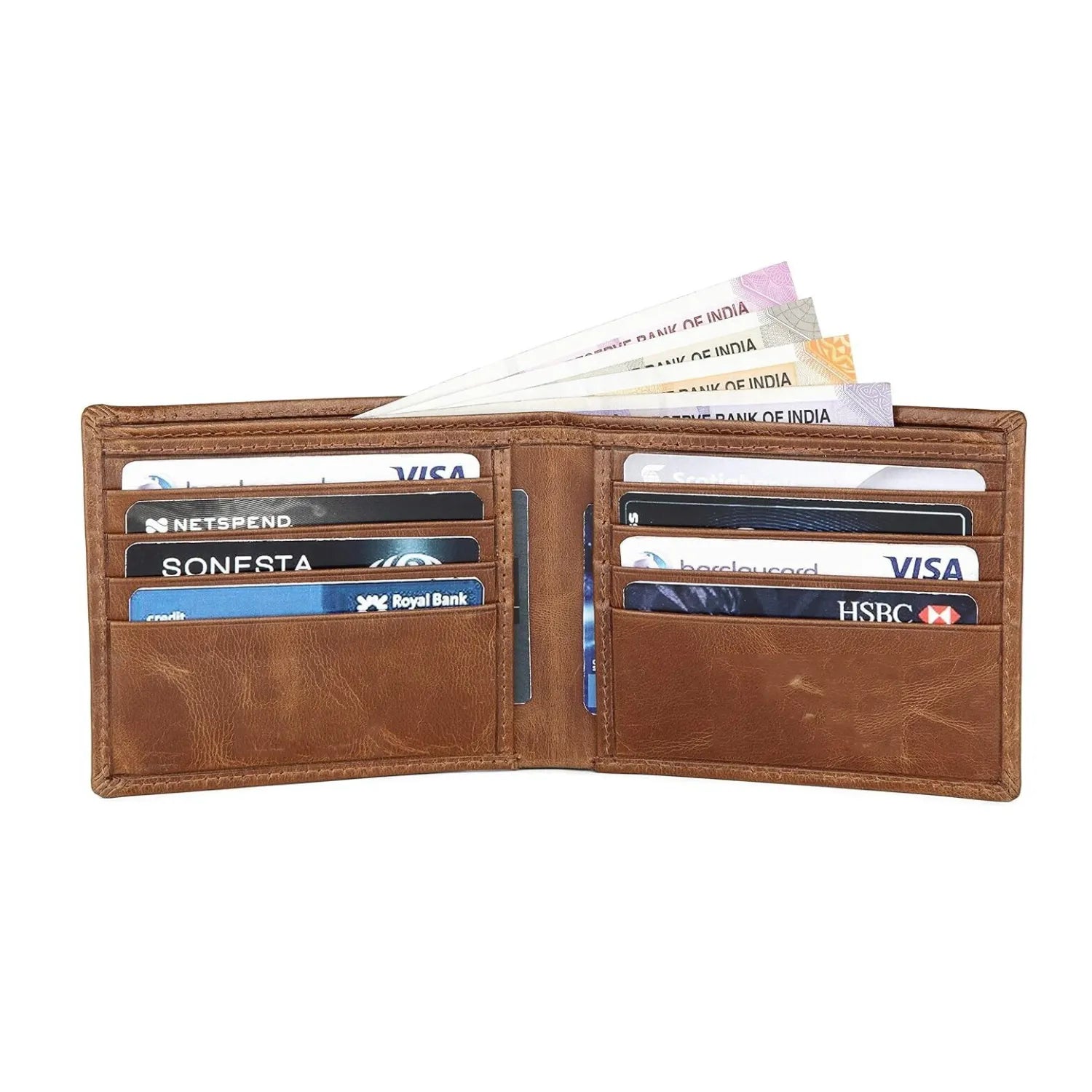 Light-Brown-Leather-Wallet-Open-By-SKS-Wholesales