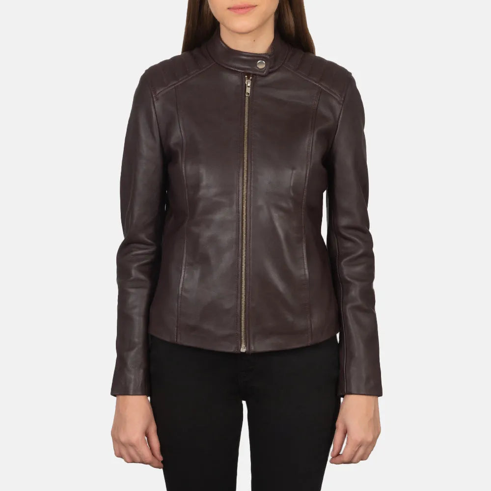 Maroon-Leather-Biker-Jacket-Front-By-SKS-Wholesales