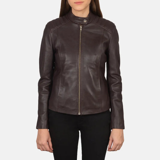 Maroon-Leather-Biker-Jacket-Front-By-SKS-Wholesales