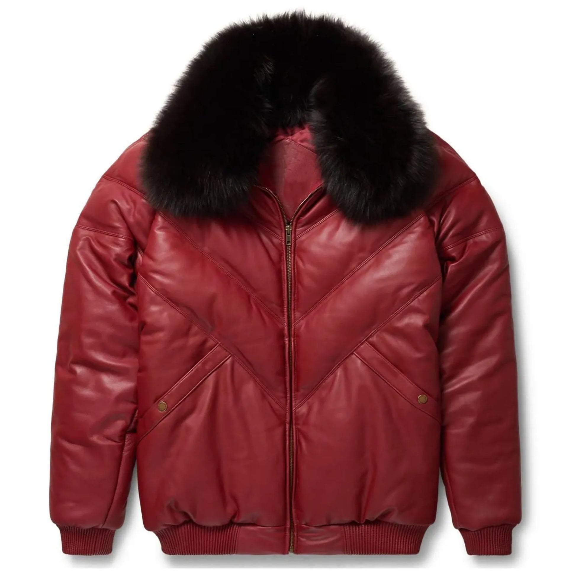 Maroon-Leather-V-Bomber-Jacket-By-SKS-Wholesales