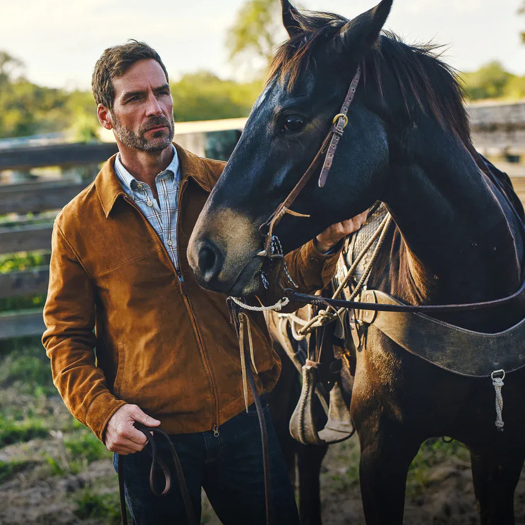 Men-Goat-Suede-Hunting-Jacket-Model-Shoot-by-SKS-Wholesales