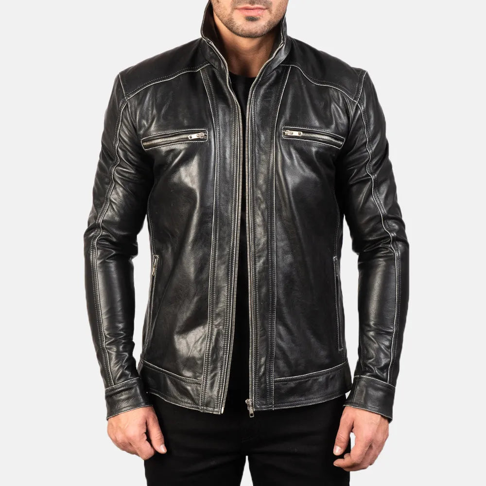Mens-Black-Leather-Biker-Jacket-Model-By-SKS-Wholesales