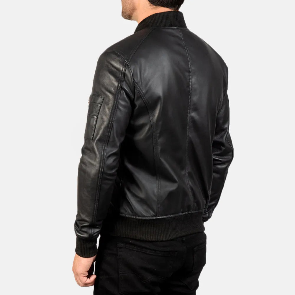 Mens-Black-Leather-Bomber-Jacket-Back-By-SKS-Wholesales