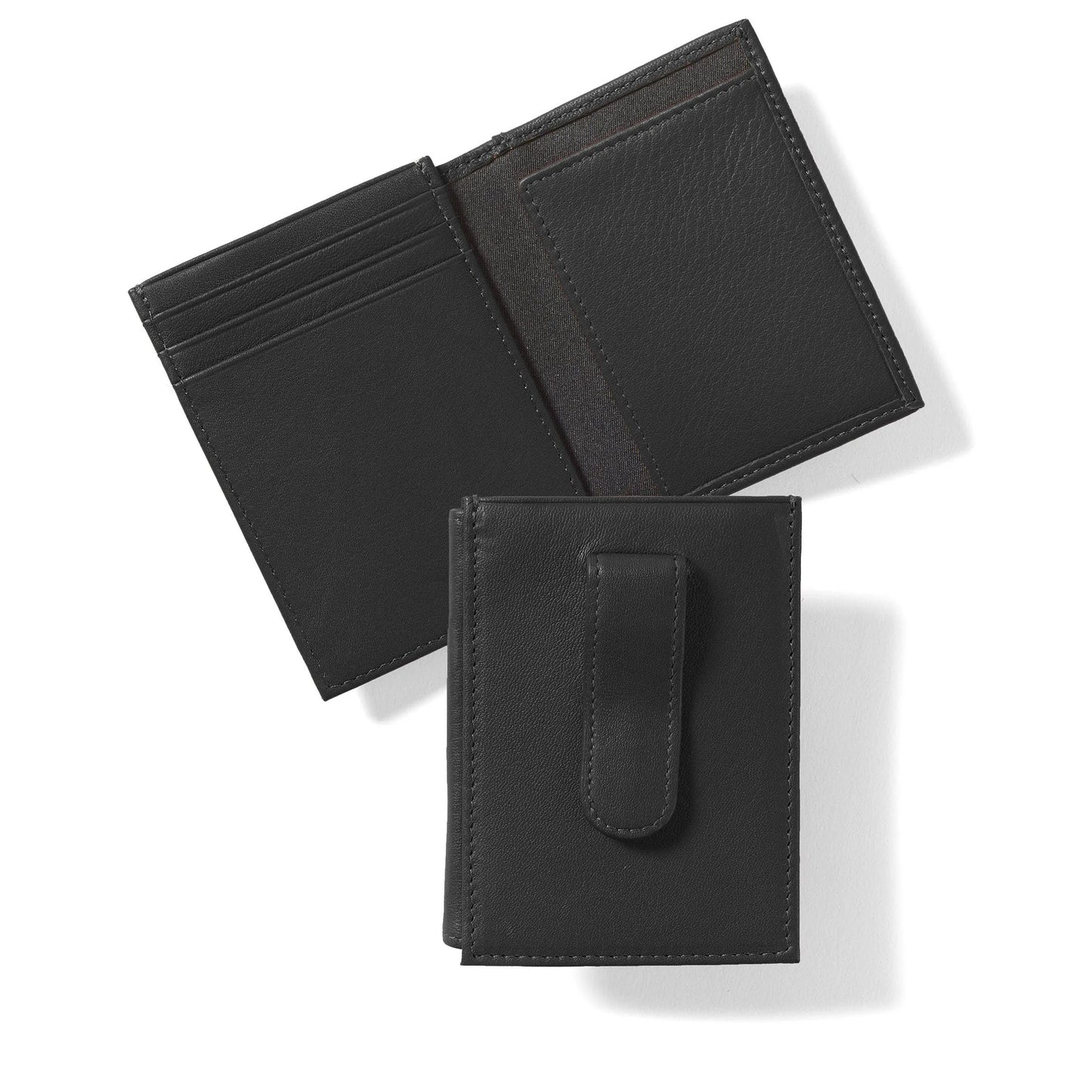 Mens-Black-Leather-Money-Clip-Card-Holder-Front-By-SKS-Wholesales