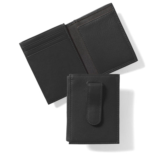 Mens-Black-Leather-Money-Clip-Card-Holder-Front-By-SKS-Wholesales