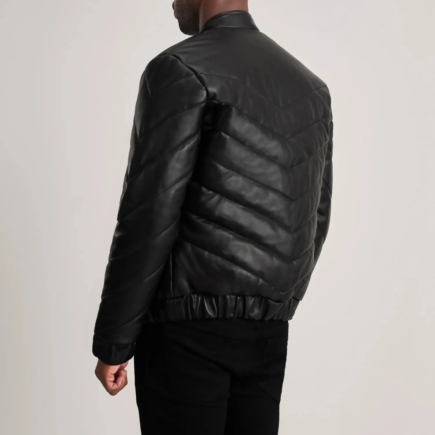 Mens-Black-Leather-Puffer-Jacket-Back-By-SKS-Wholesales