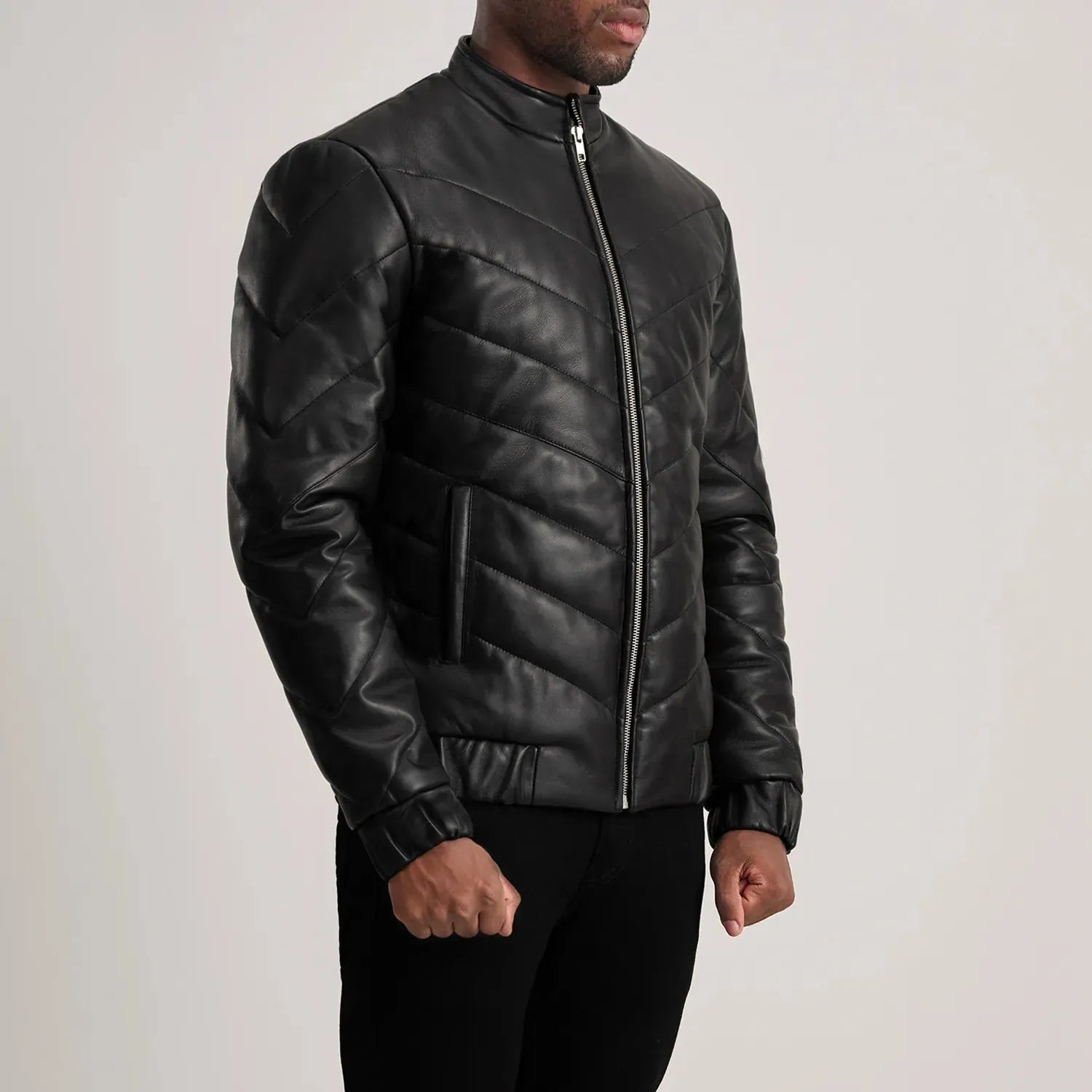 Mens-Black-Leather-Puffer-Jacket-By-SKS-Wholesales