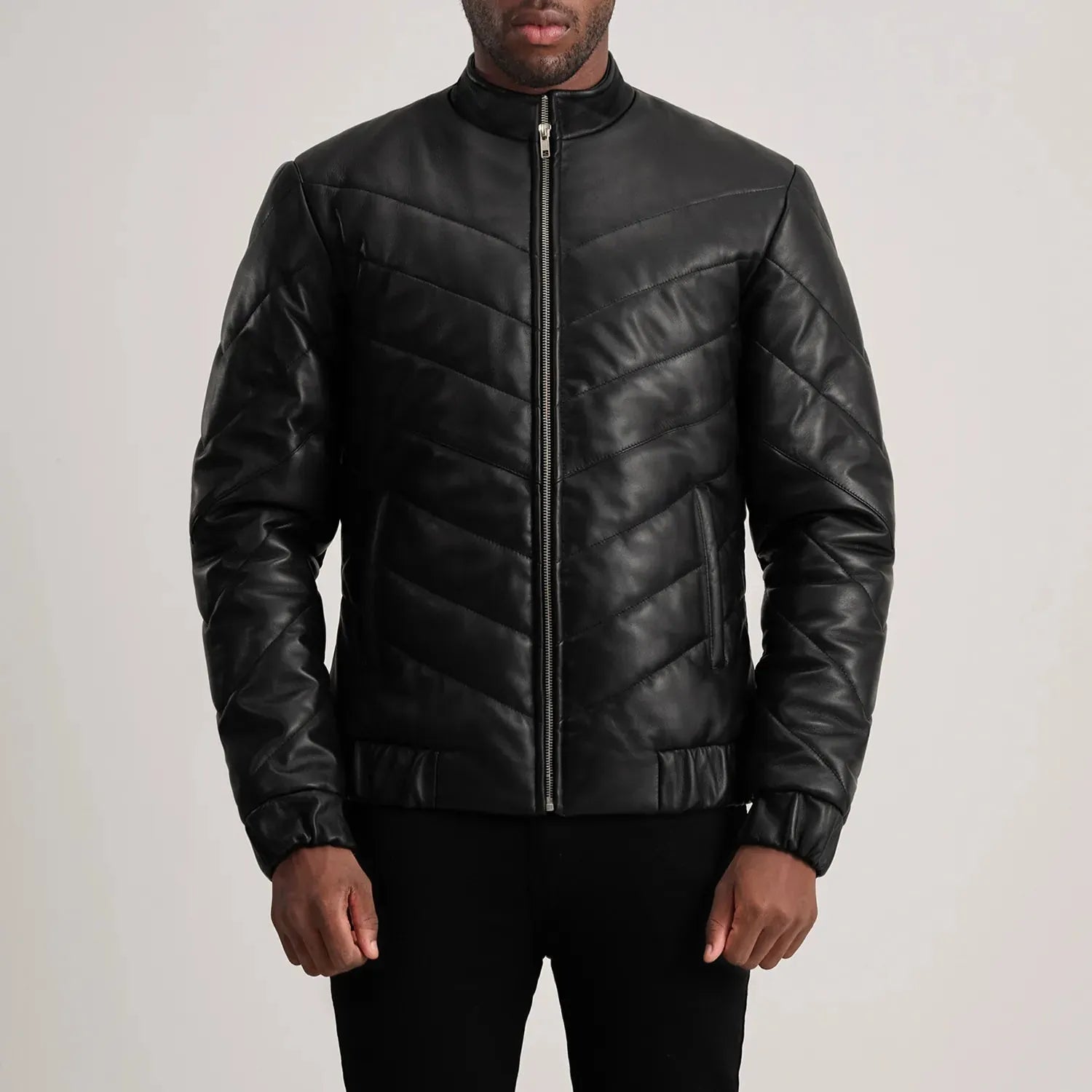 Mens-Black-Leather-Puffer-Jacket-Model-By-SKS-Wholesales