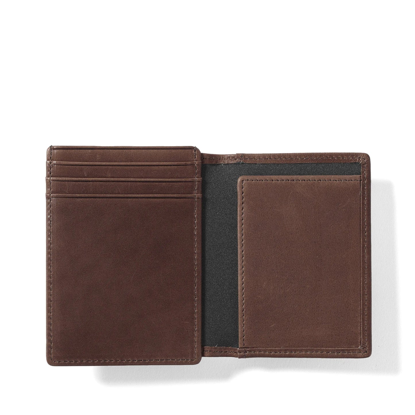 Mens-Brown-Leather-Money-Clip-Card-Holder-Open-By-SKS-Wholesales
