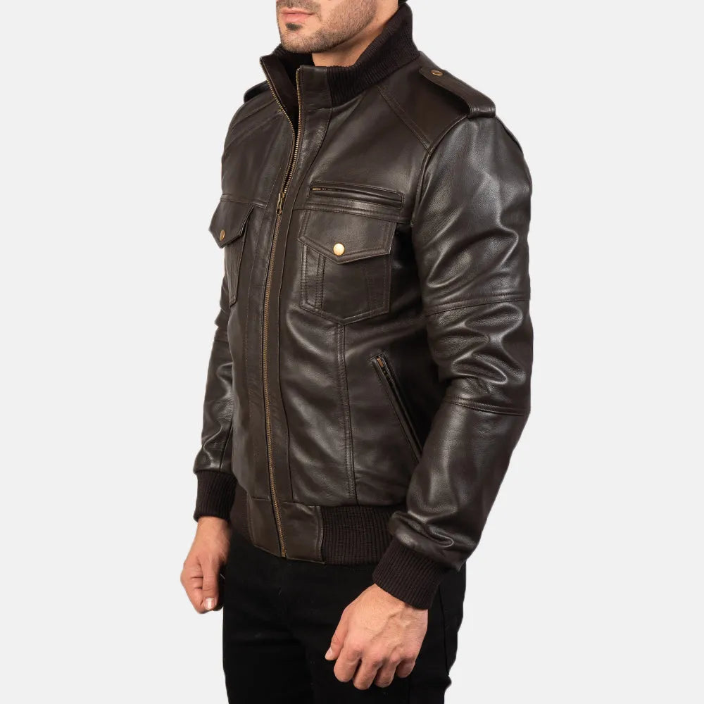 Mens-Brown-Sheepskin-Leather-Bomber-Jacket-Left-By-SKS-Wholesales