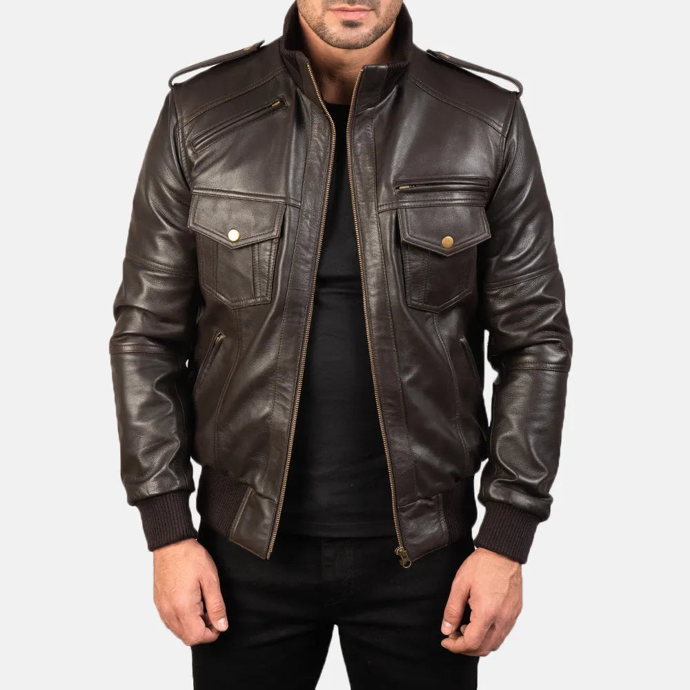 Mens-Brown-Sheepskin-Leather-Bomber-Jacket-Model-By-SKS-Wholesales