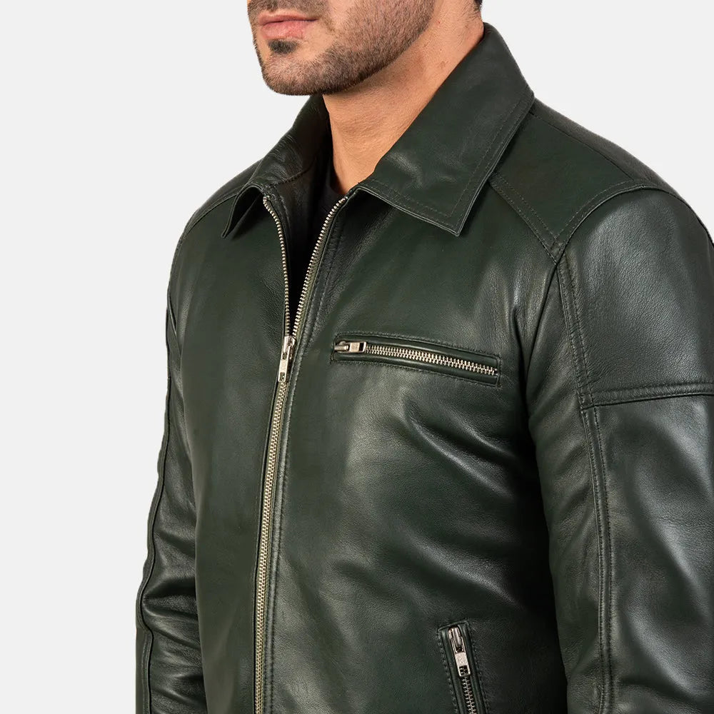 Mens-Green-Leather-Biker-Jacket-By-SKS-Wholesales