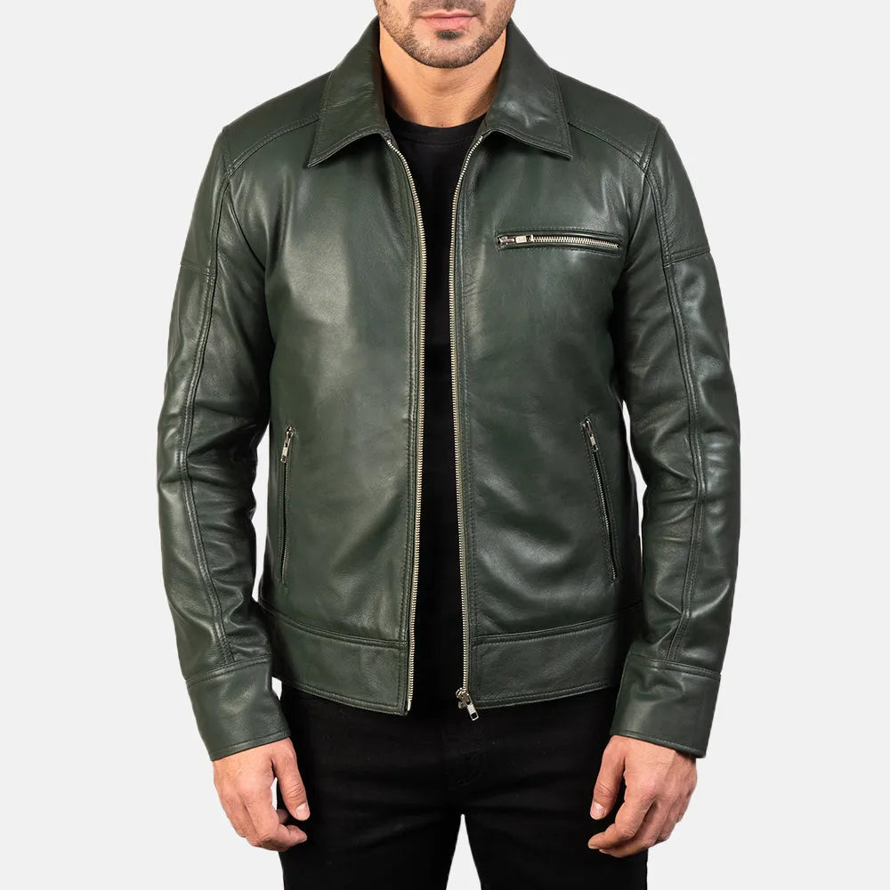 Mens-Green-Leather-Biker-Jacket-Model-By-SKS-Wholesales