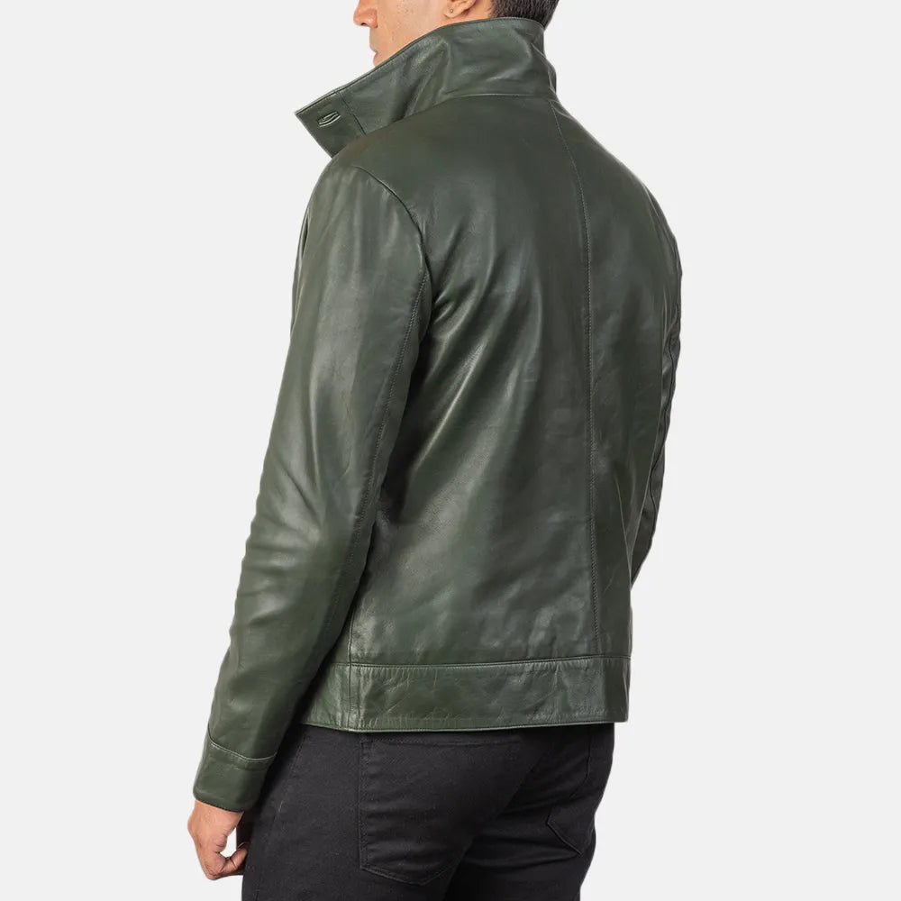 Mens-Green-Leather-Bomber-Jacket-Back-By-SKS-Wholesales