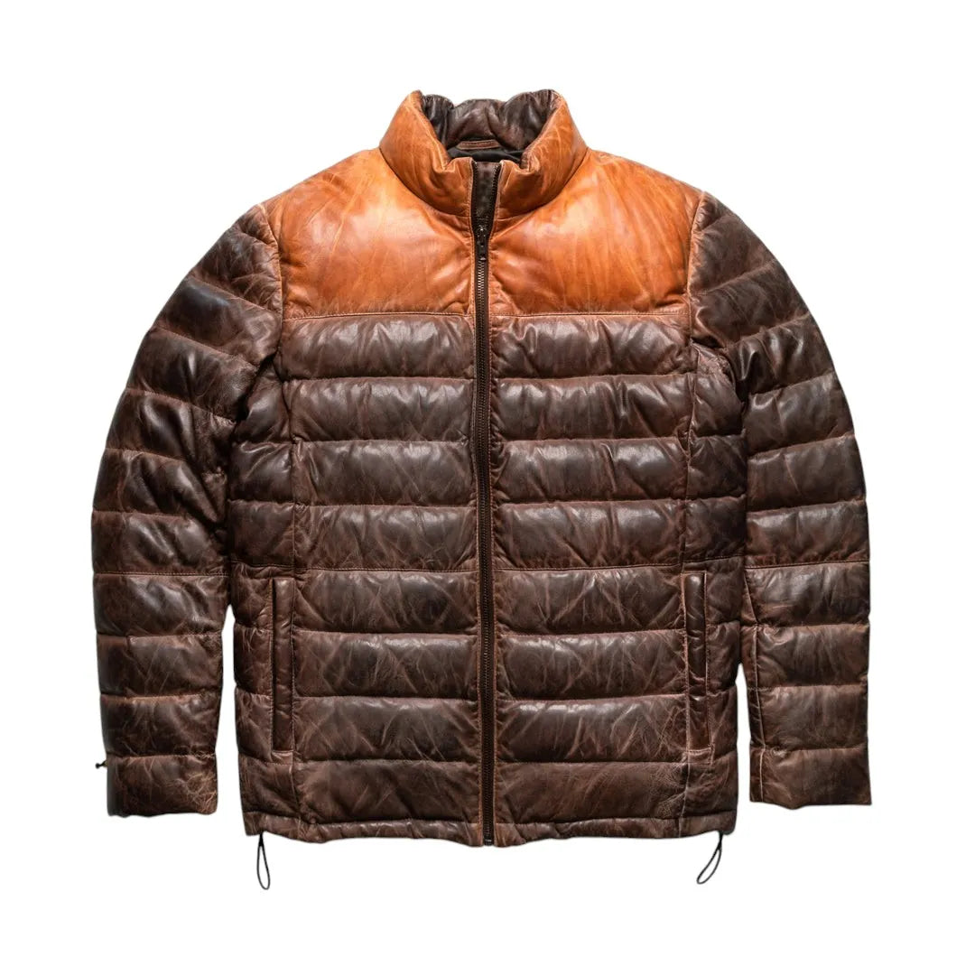 Mens-Leather-Puffer-Jacket-Front-By-SKS-Wholesales