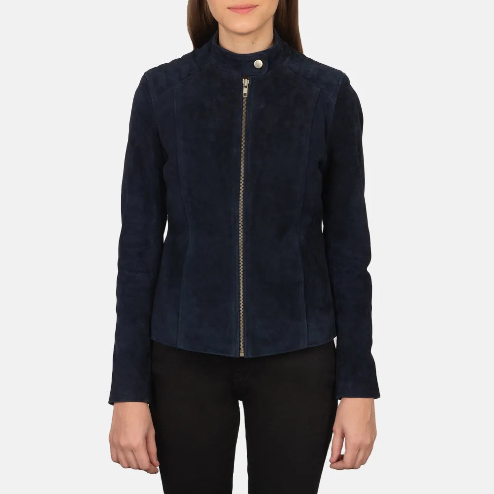 Navy-Blue-Suede-Biker-Jacket-Front-By-SKS-Wholesales