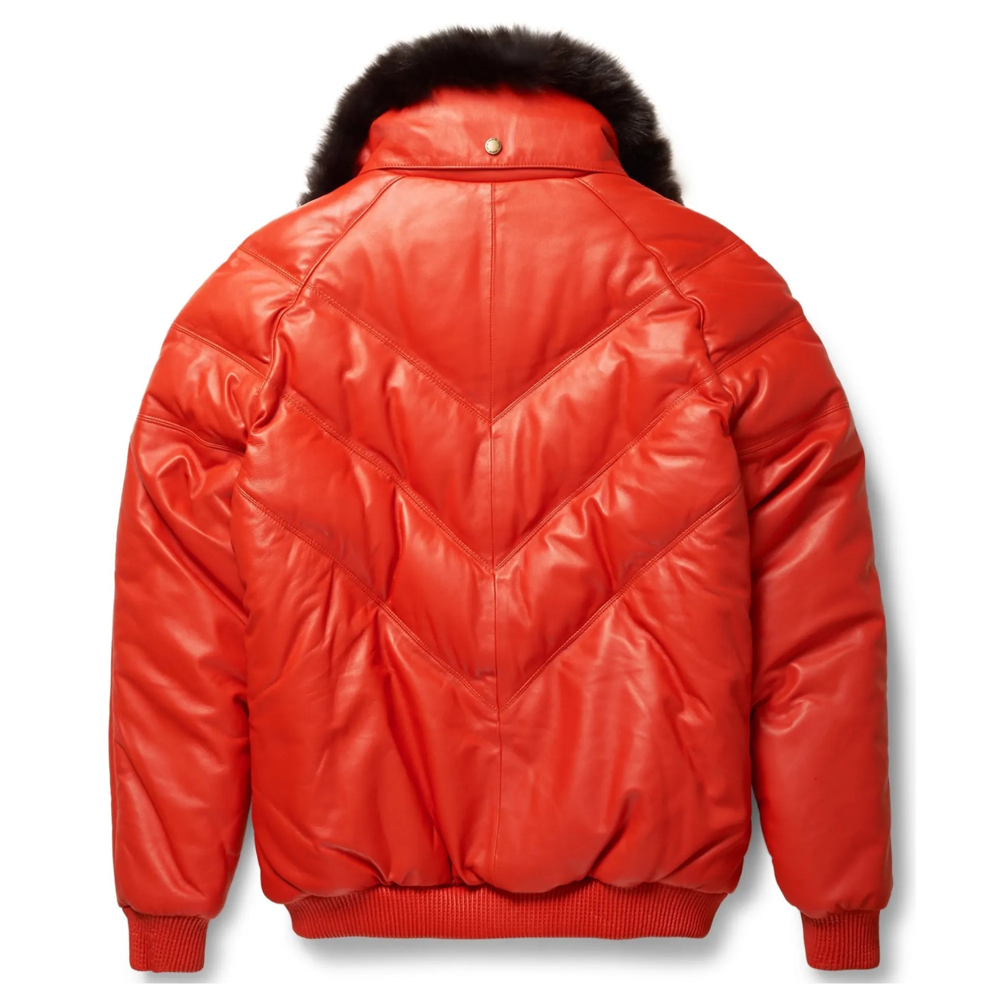 Orange-Leather-V-Bomber-Jacket-Back-By-SKS-Wholesales