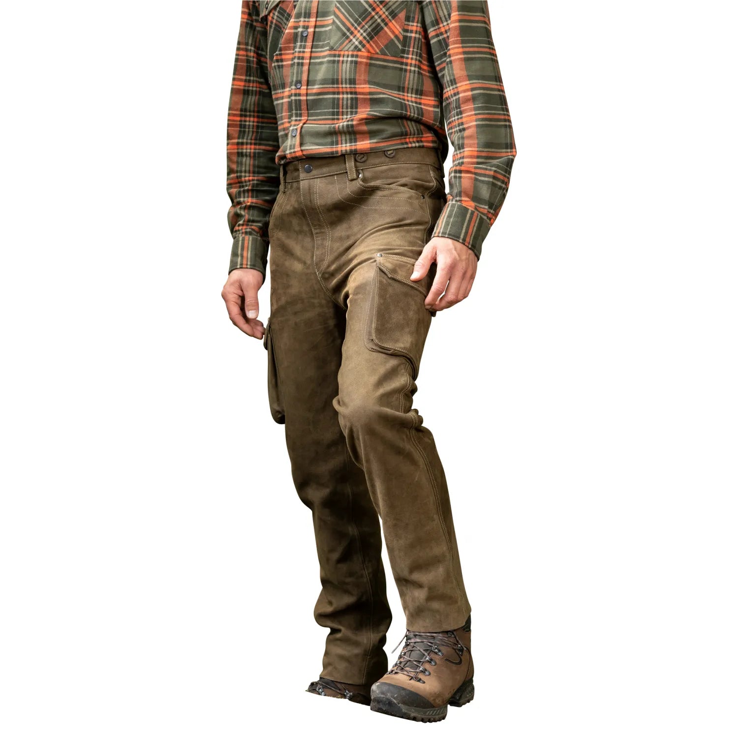 Prestige-mens-leather-trousers-Zermatt-side-pose-by-SKS-Wholesales