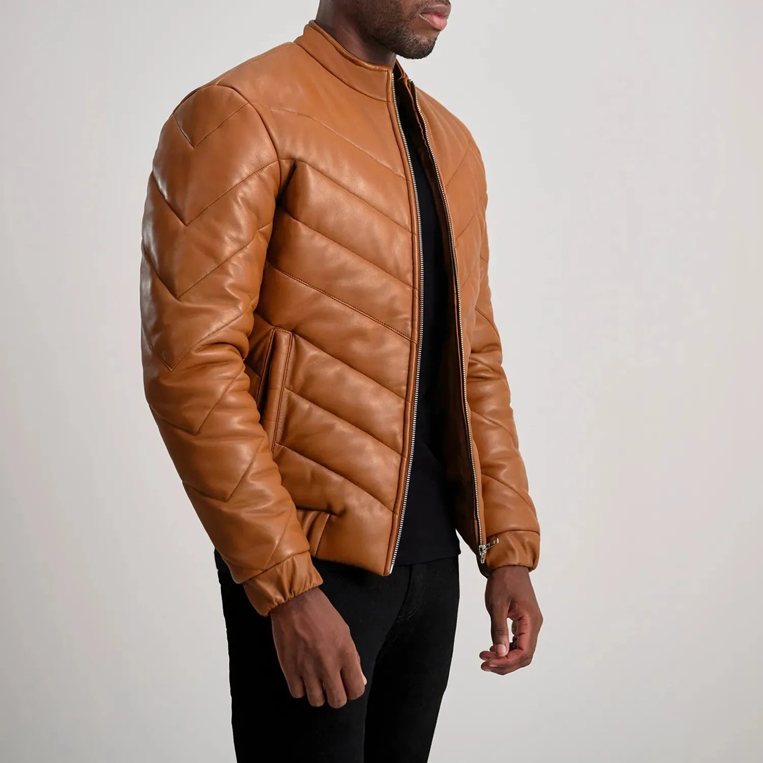 Tan-Leather-Puffer-Jacket-Left-By-SKS-Wholesales