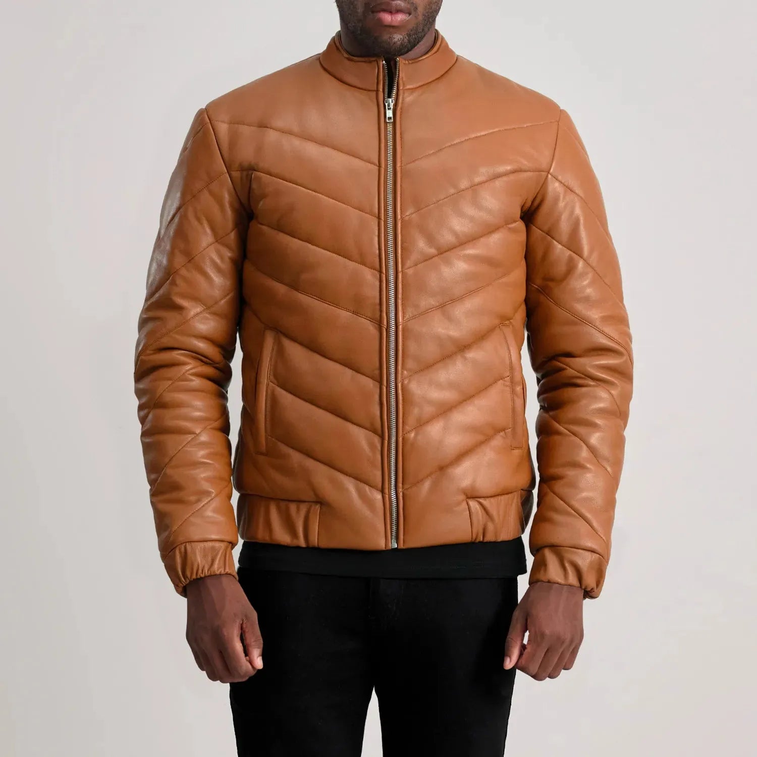 Tan-Leather-Puffer-Jacket-Model-By-SKS-Wholesales