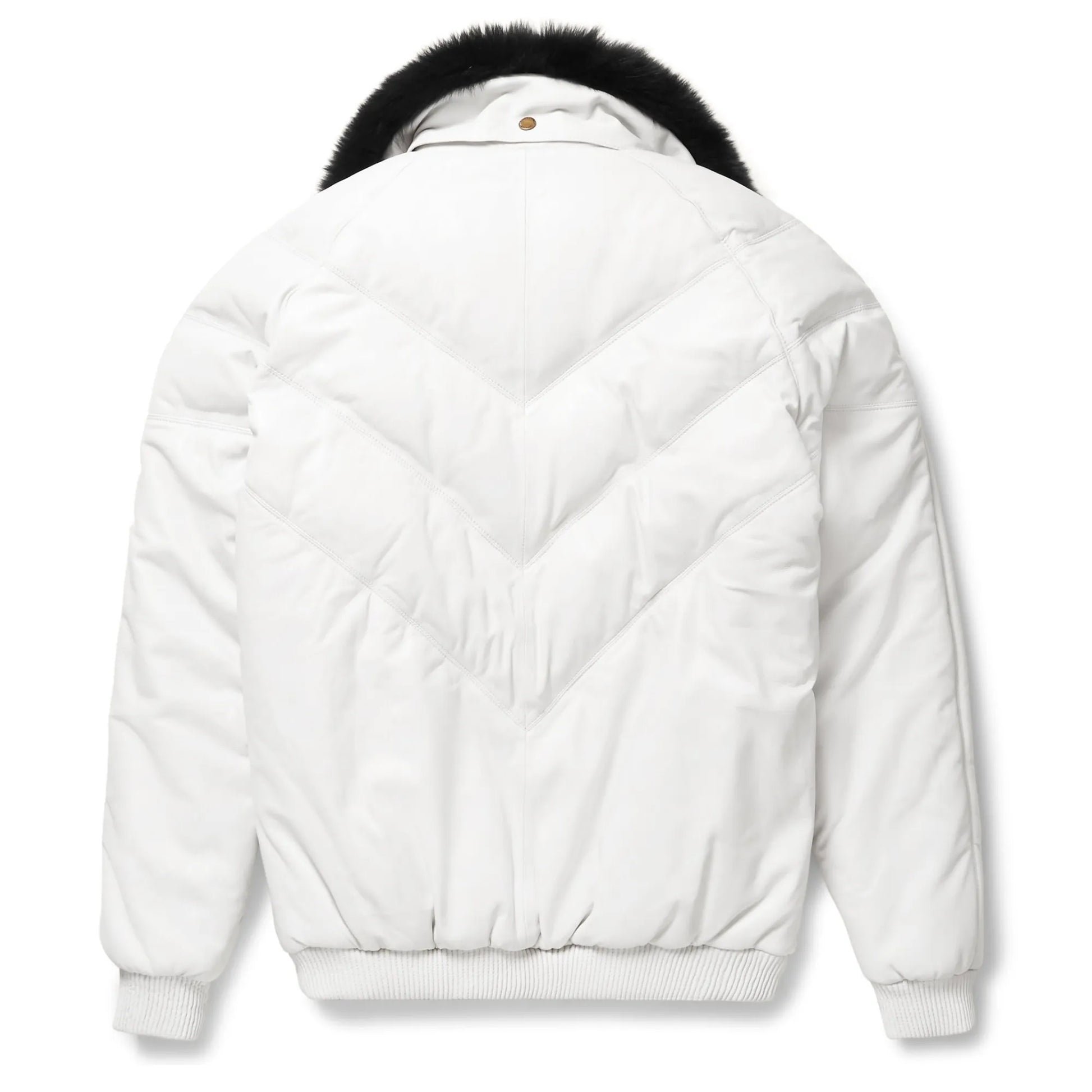 White-Leather-V-Bomber-Jacket-Back-By-SKS-Wholesales