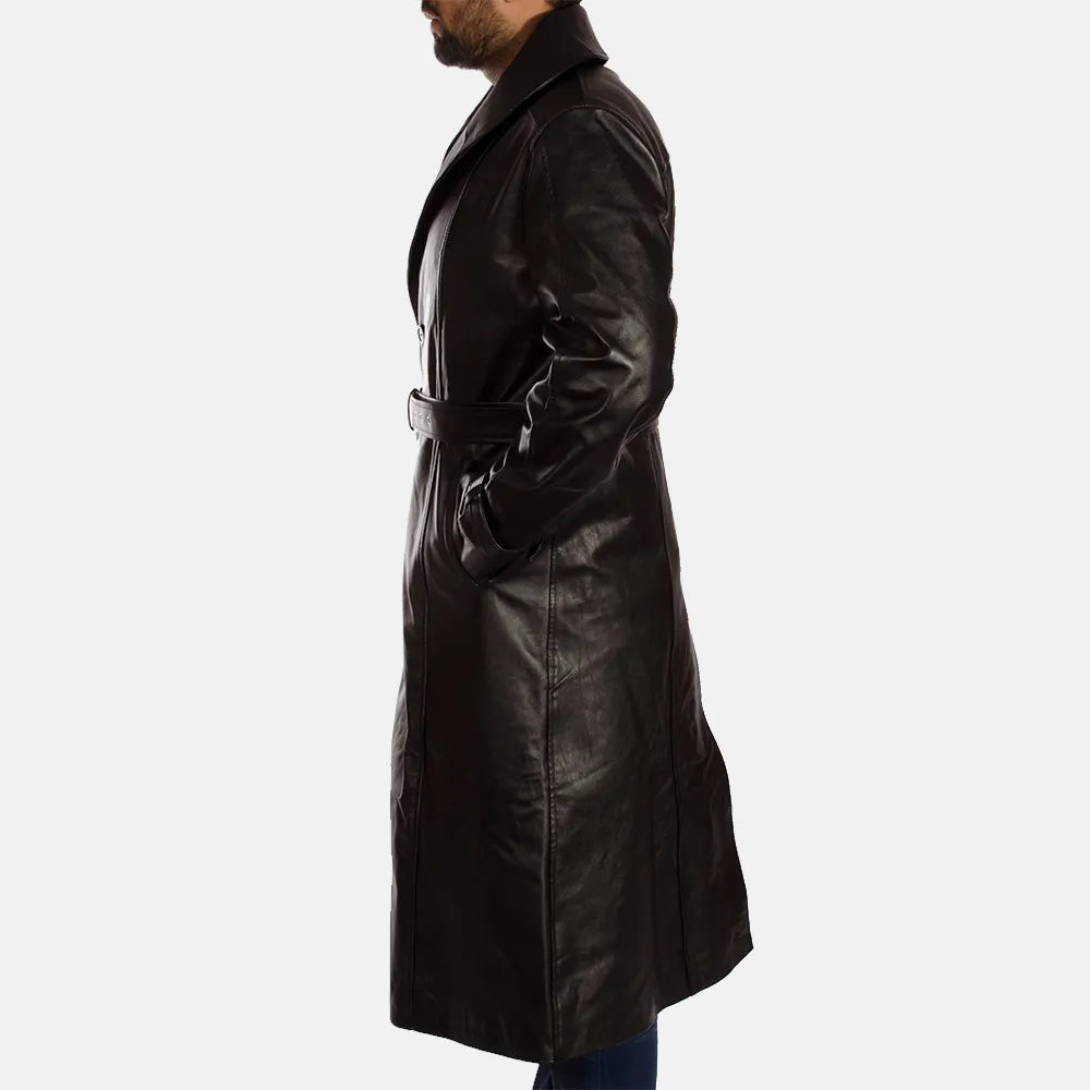Wholesale-Leather-Trench-Coat-Left-side-View-By-SKS