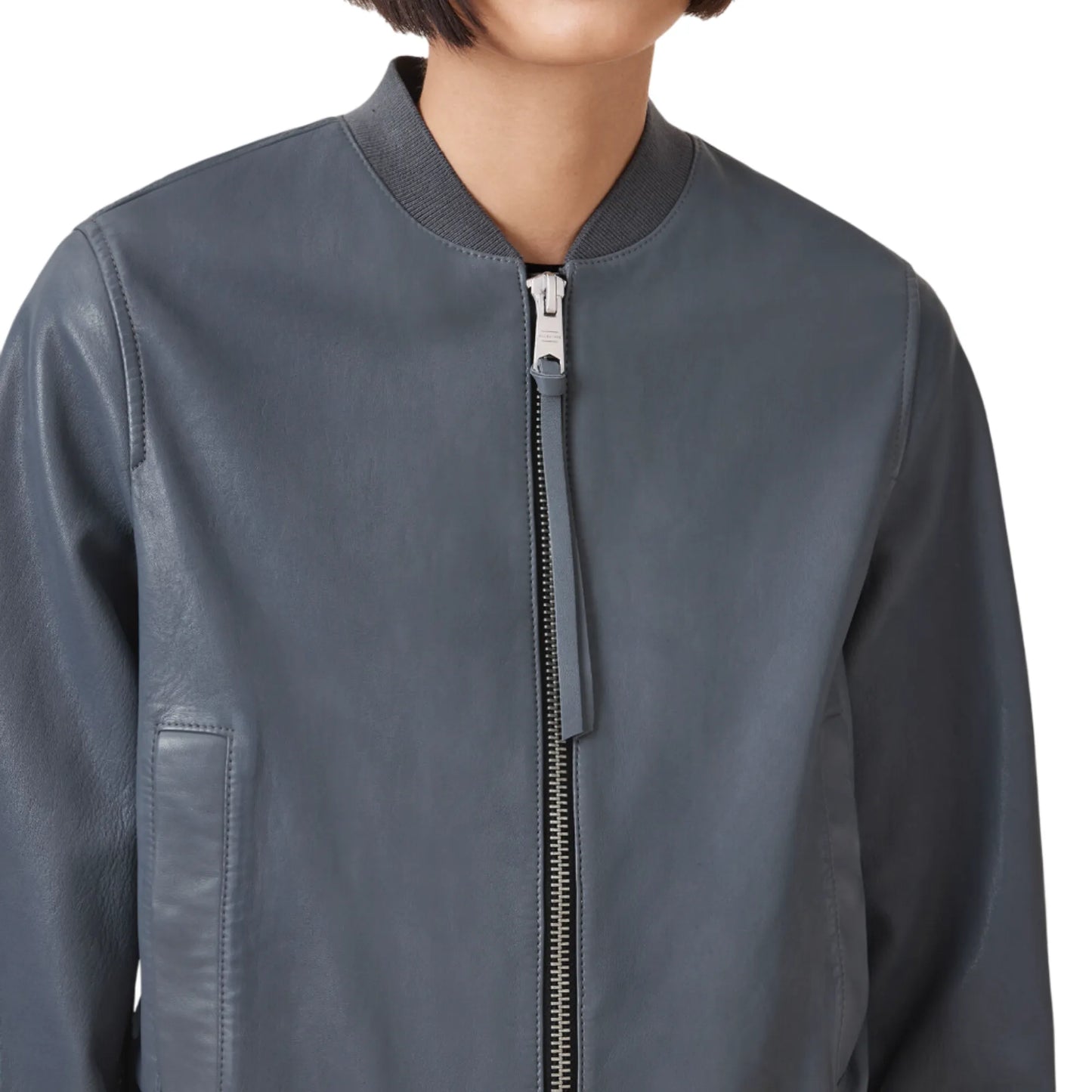 Womens-Grey-Leather-Bomber-Jacket-By-SKS-Wholesales